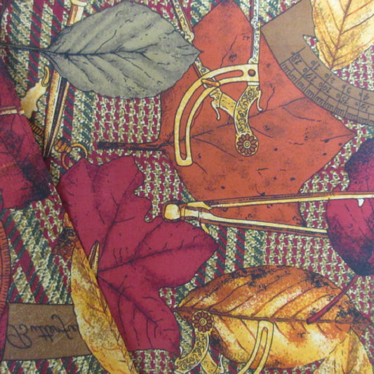 Autumn Leaves Math Instruments Design Silk Scarf - Long - 3327