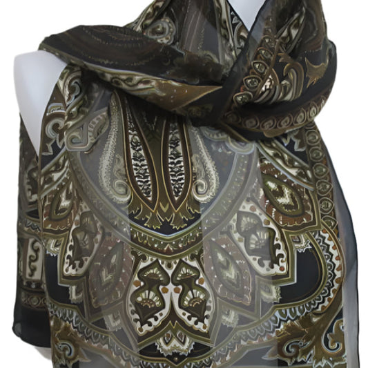 Bill Blass Intricate Belle Epoque Silk Scarf - Long - 3328
