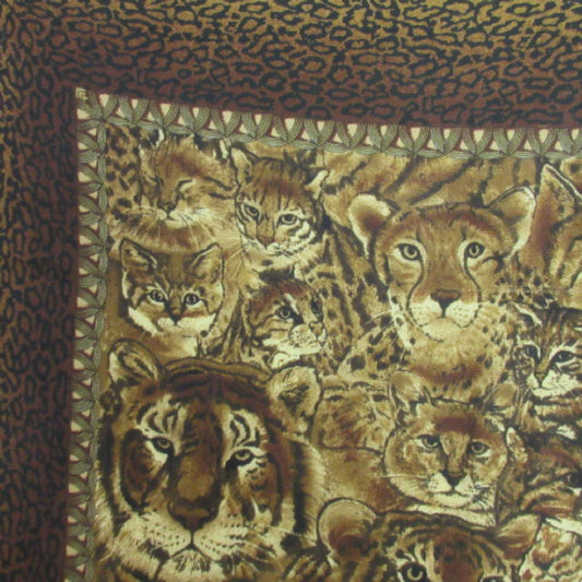 Leopard Tiger Cubs Poly Scarf - Square - 3410