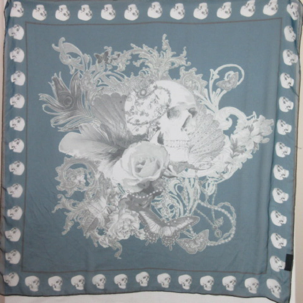 Art Chiffon Skulls Design Polyester Scarf - Square - 3411