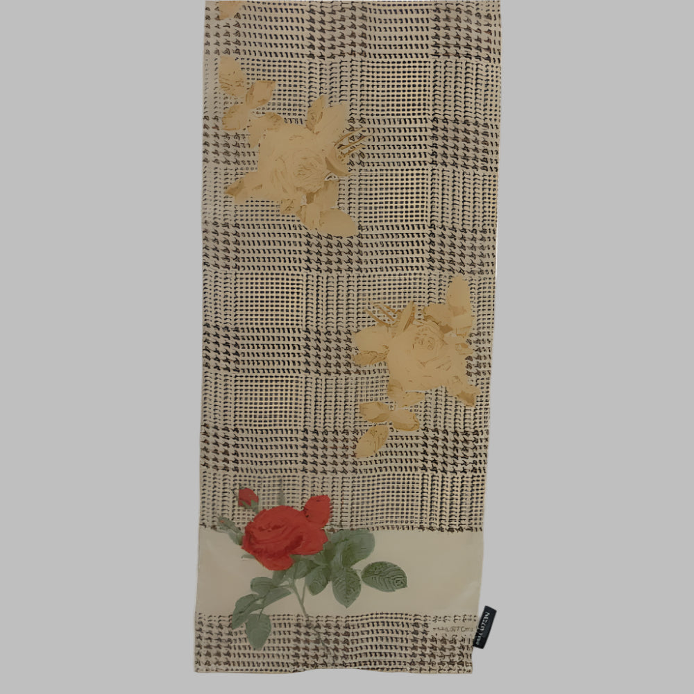 Halston Floral Houndstooth Silk Scarf - Long - 3431