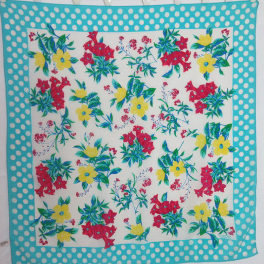 Talbots Floral Dots Designer Silk Scarf - Square - 3499