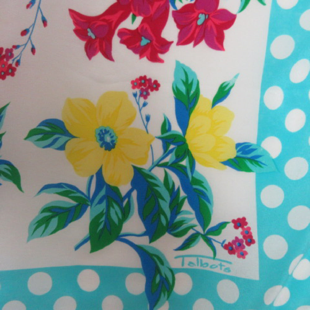 Talbots Floral Dots Designer Silk Scarf - Square - 3499