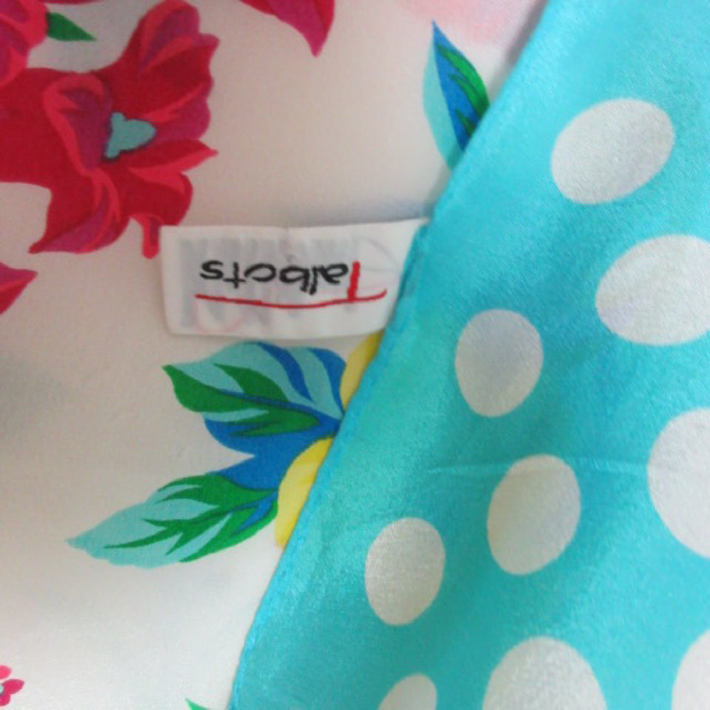 Talbots Floral Dots Designer Silk Scarf - Square - 3499