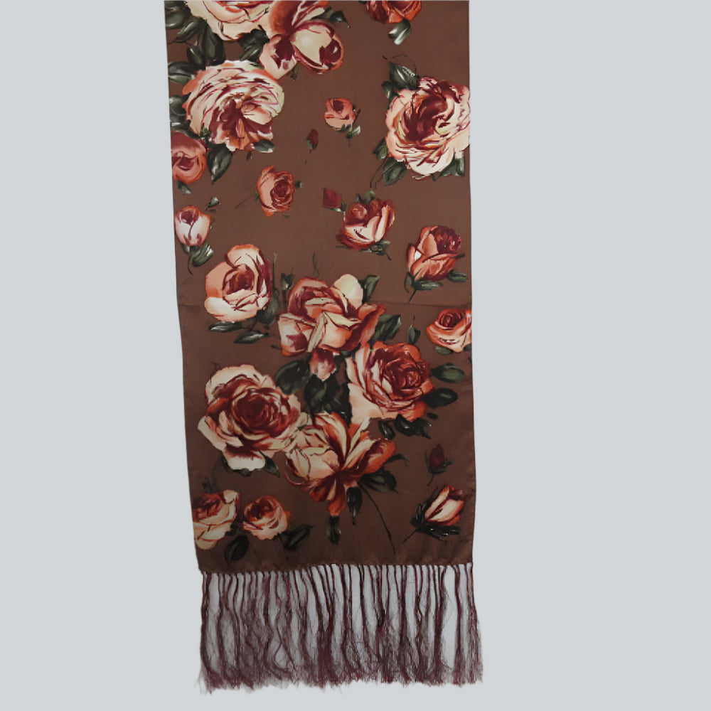 Echo Floral Rose Silk Scarf - Long - 3532