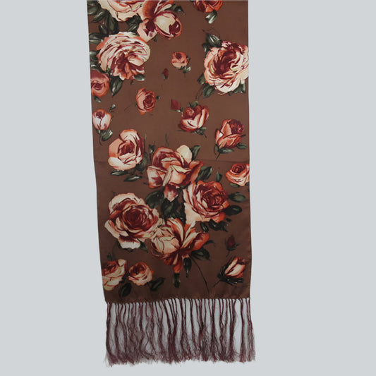 Echo Floral Rose Silk Scarf - Long - 3532