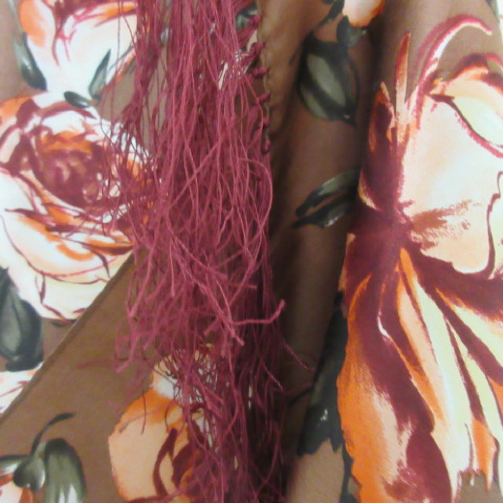 Echo Floral Rose Silk Scarf - Long - 3532