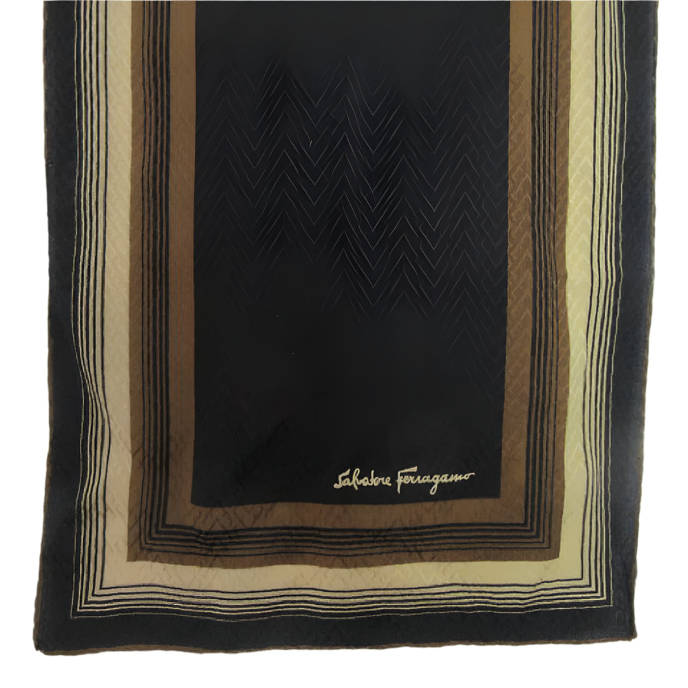 SALVATORE FERRAGAMO 14" x 32" Long Silk Scarf - Chevron - 3550