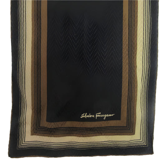 SALVATORE FERRAGAMO 14" x 32" Long Silk Scarf - Chevron - 3550