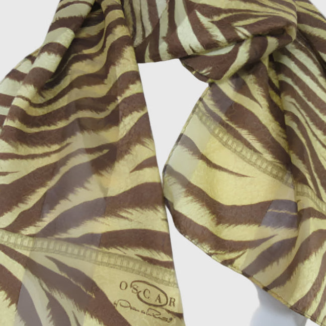 Oscar de la Renta Tiger Print Silk Scarf - Long - 3562