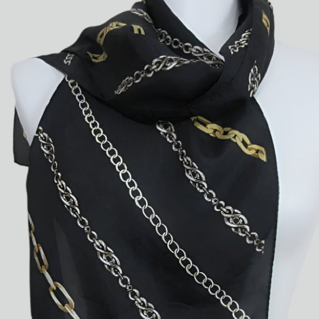 Adrienne Landau Chain Link Silk Scarf - Long - 3643