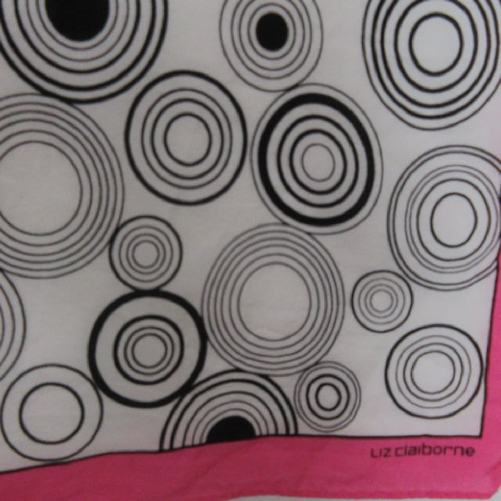 Liz Claiborne White, Pink Silk Scarf - 20" Square - 3711