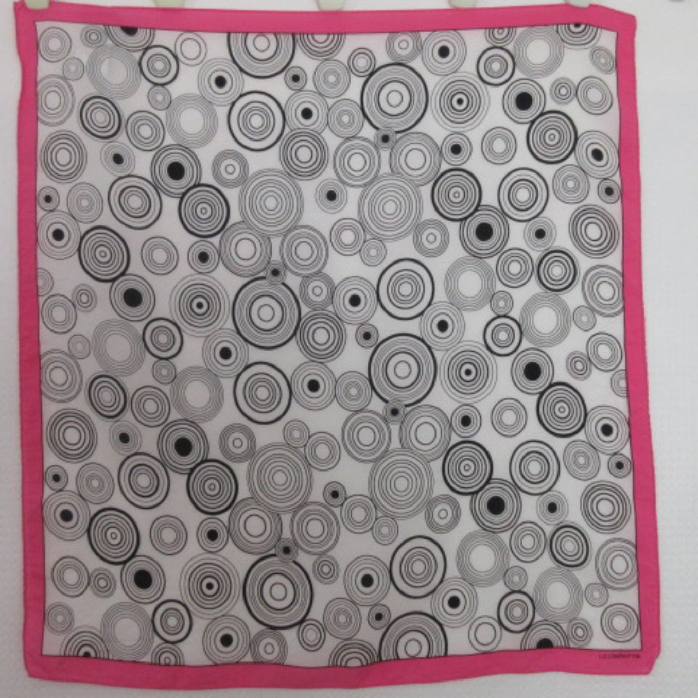 Liz Claiborne White, Pink Silk Scarf - 20" Square - 3711