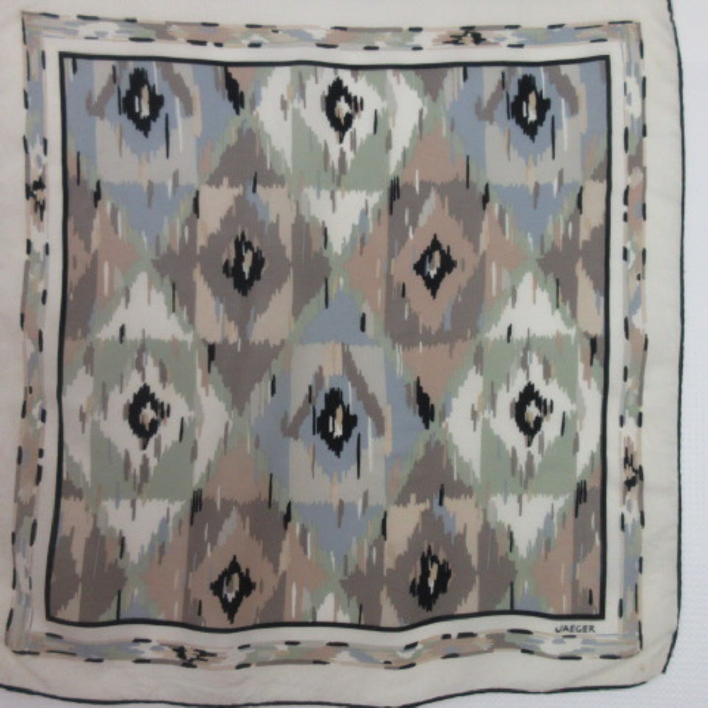 Jaeger Vintage Designer Silk Scarf - Square - 3734