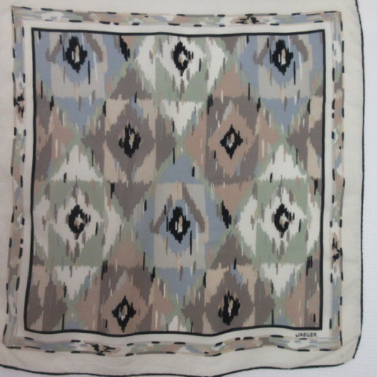 Jaeger Vintage Designer Silk Scarf - Square - 3734