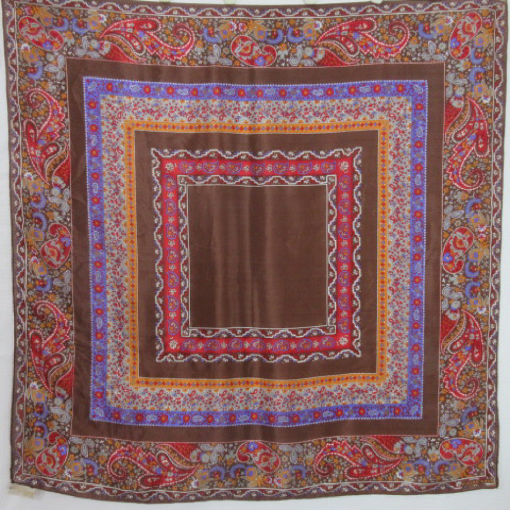 Elaine Gold Paisley Floral Silk Scarf - Square - 3804