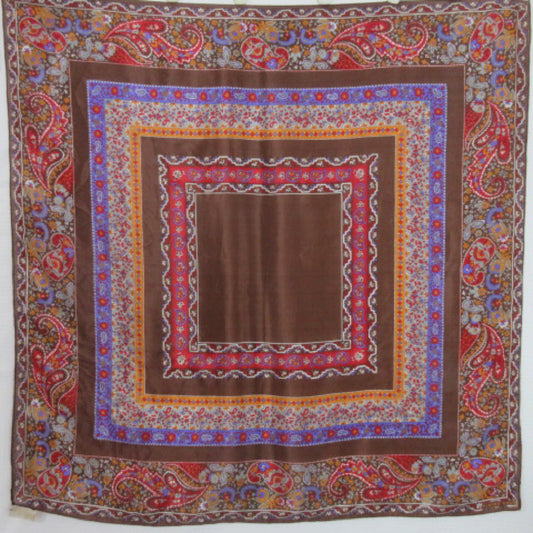 Elaine Gold Paisley Floral Silk Scarf - Square - 3804