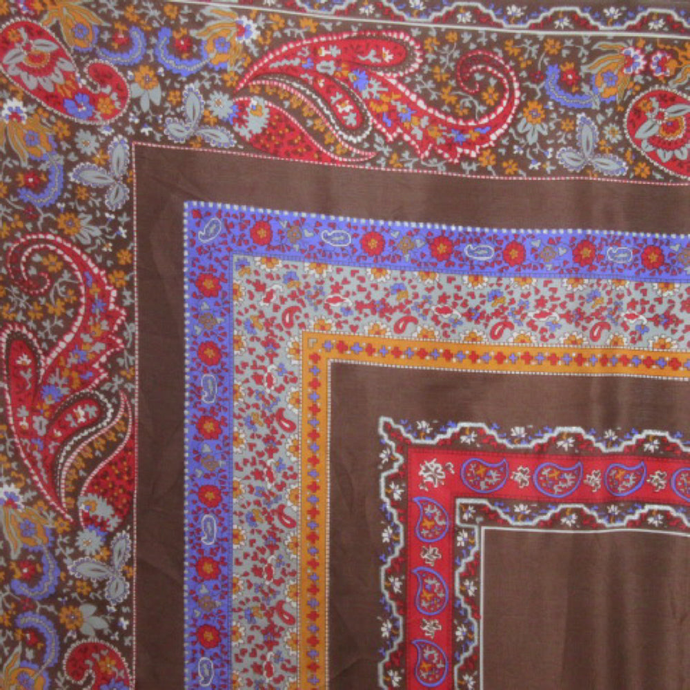 Elaine Gold Paisley Floral Silk Scarf - Square - 3804