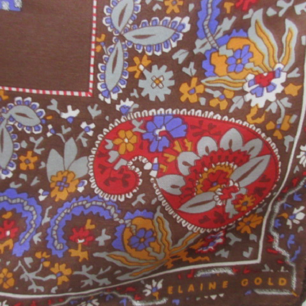Elaine Gold Paisley Floral Silk Scarf - Square - 3804