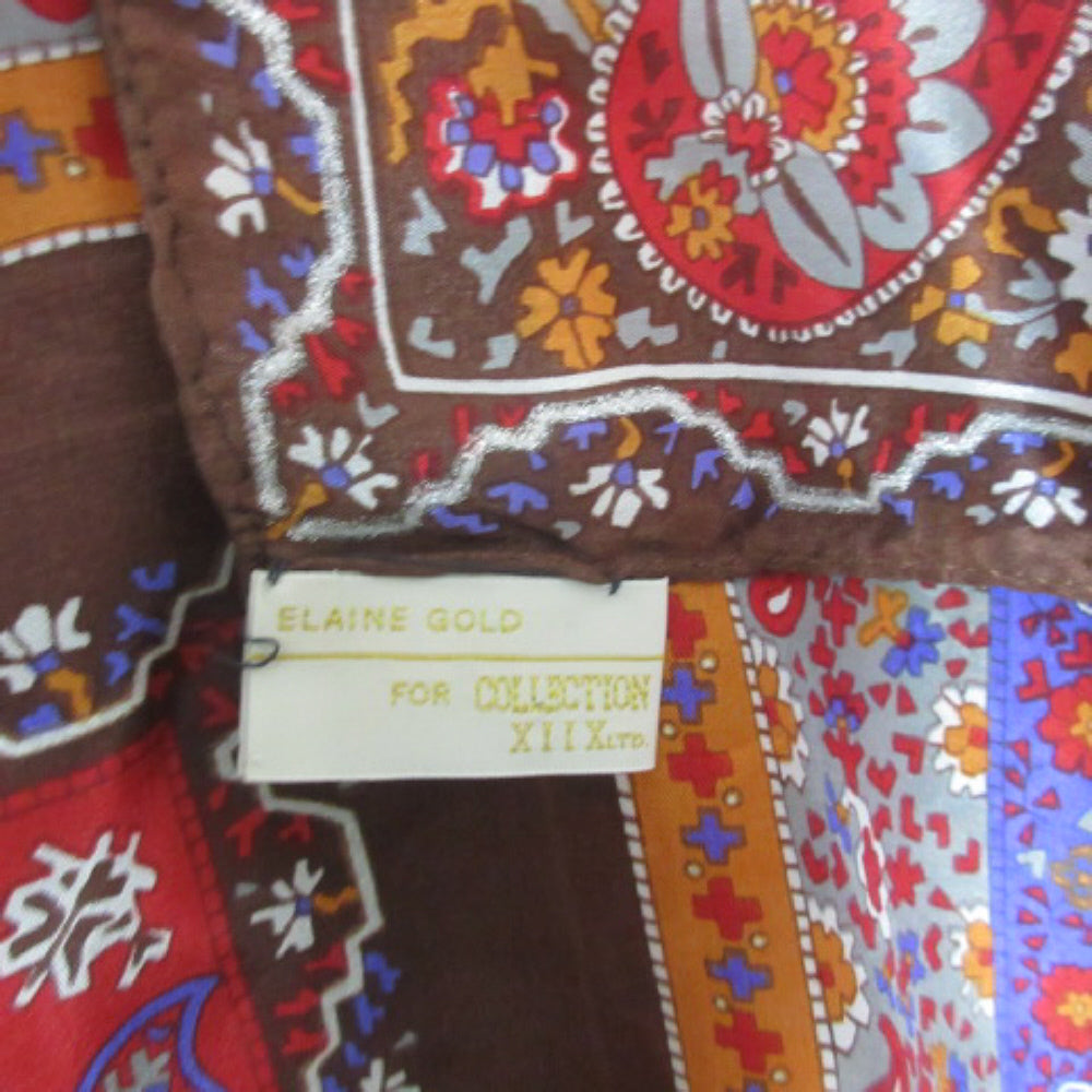 Elaine Gold Paisley Floral Silk Scarf - Square - 3804