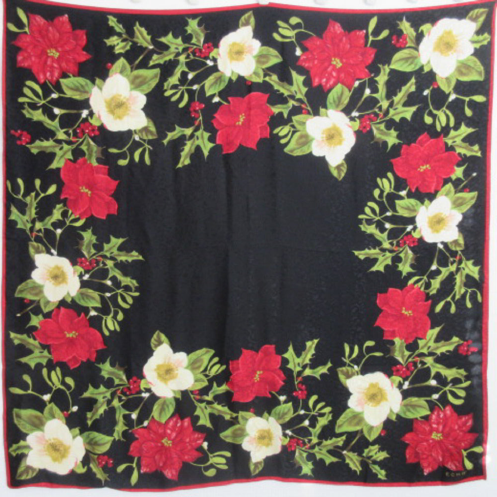 ECHO Square Silk Scarf - Christmas Floral Design - 3837