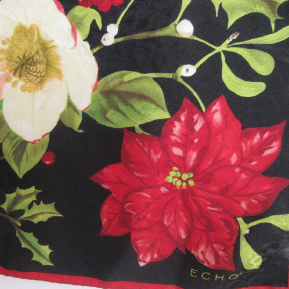ECHO Square Silk Scarf - Christmas Floral Design - 3837