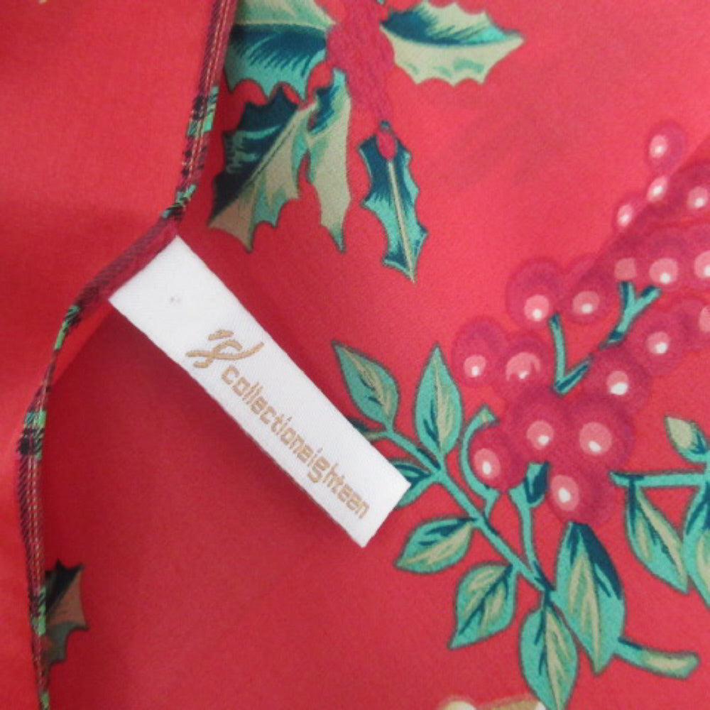 Christmas Poinsettia Bells Silk Scarf - Long - 3843