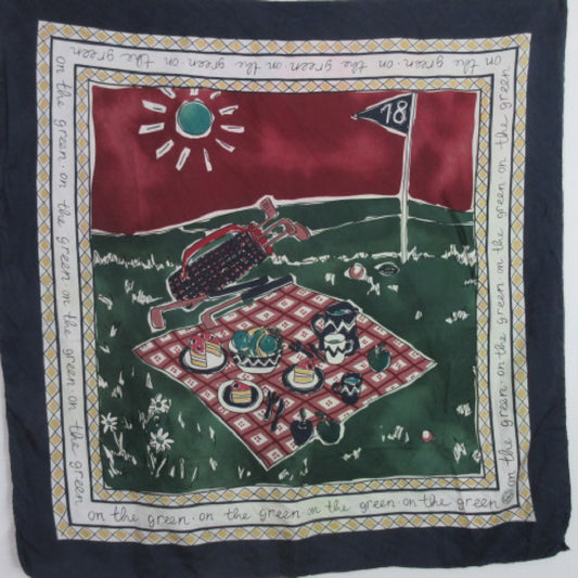 On The Green Pebble Beach Silk Scarf - Square - 3848