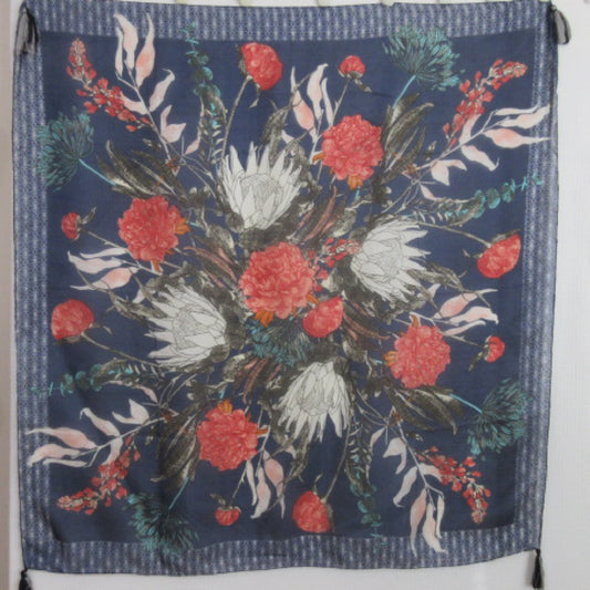 Bijou Floral Silk Scarf Sarong - Square - SKU 3851