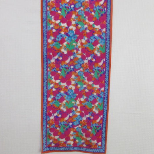 Colorful Acute Floral Art Silk Scarf - Long - 3867