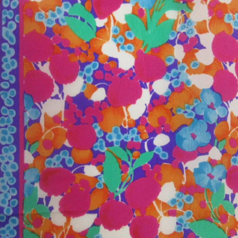 Colorful Acute Floral Art Silk Scarf - Long - 3867