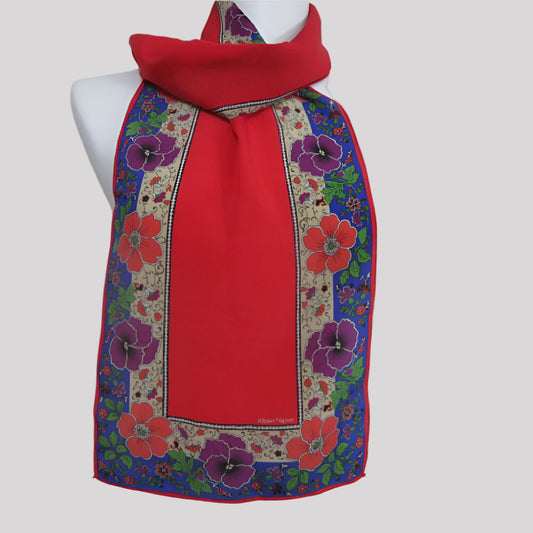 Albert Nipon Floral Silk Scarf - Long - 3964