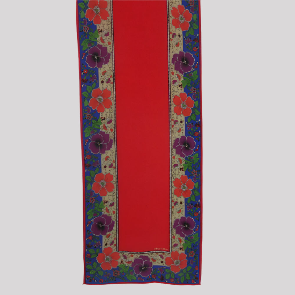 Albert Nipon Floral Silk Scarf - Long - 3964