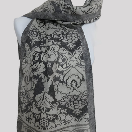 Elaine Gold Floral Scroll Silk Scarf - Long - 3944