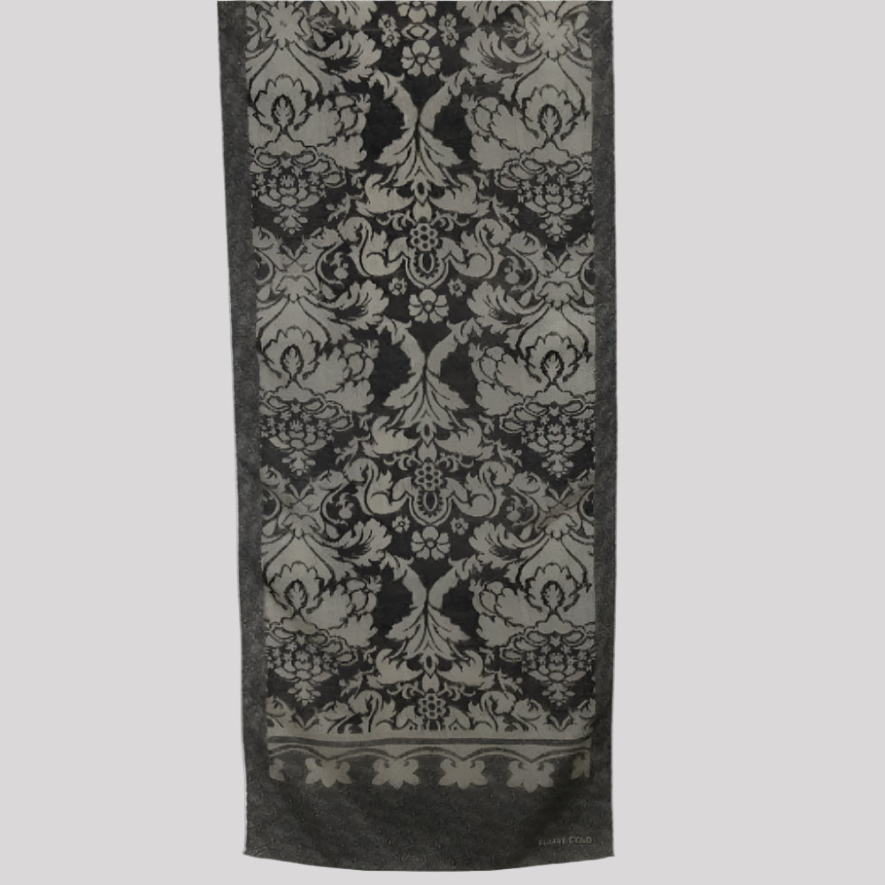 Elaine Gold Floral Scroll Silk Scarf - Long - 3944