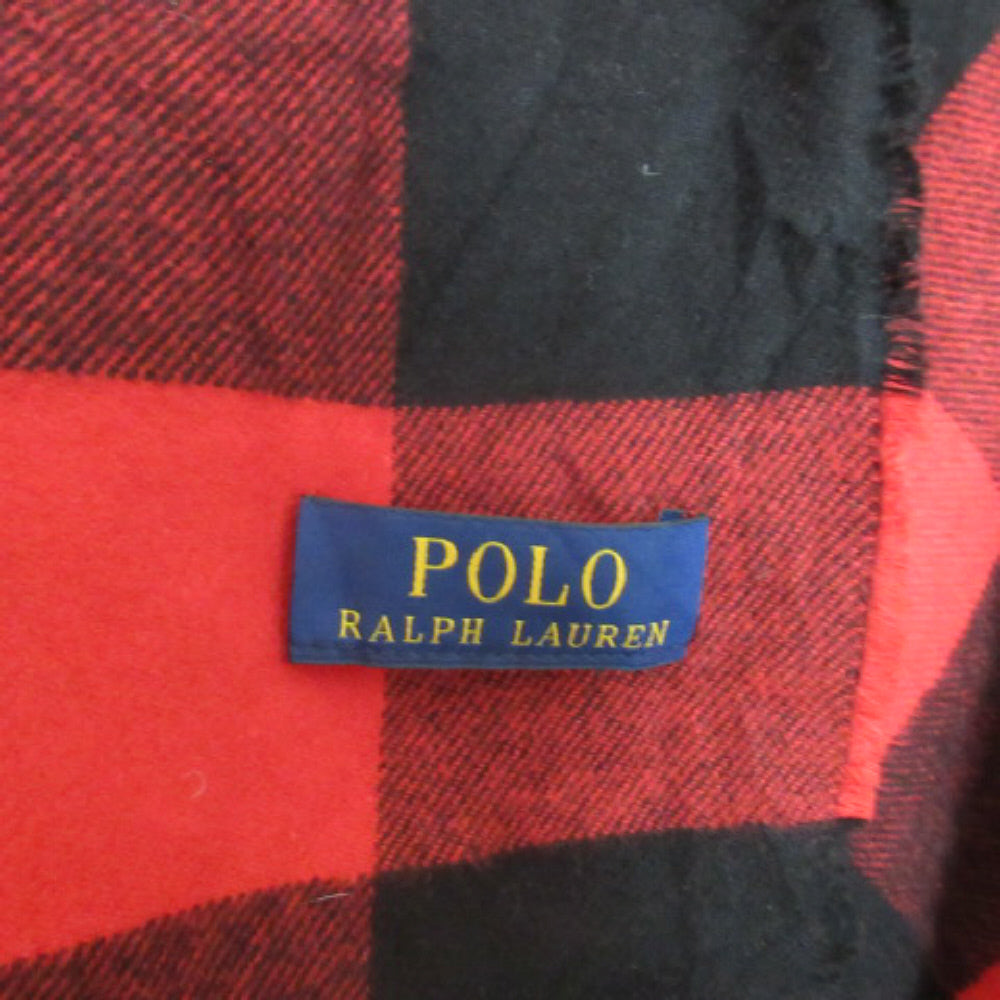 RALPH LAUREN Long Scarf Black & Red Plaid 28" x 74" Long - 3954