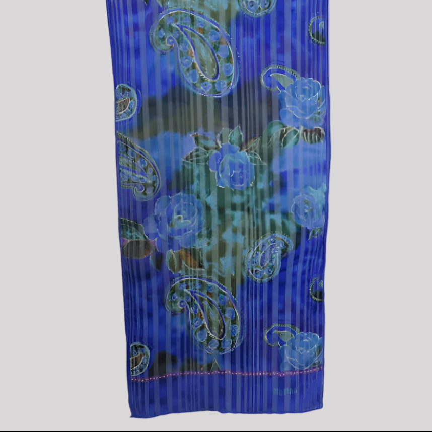 Bill Blass Floral Paisley Silk Scarf - Long - SKU 3986