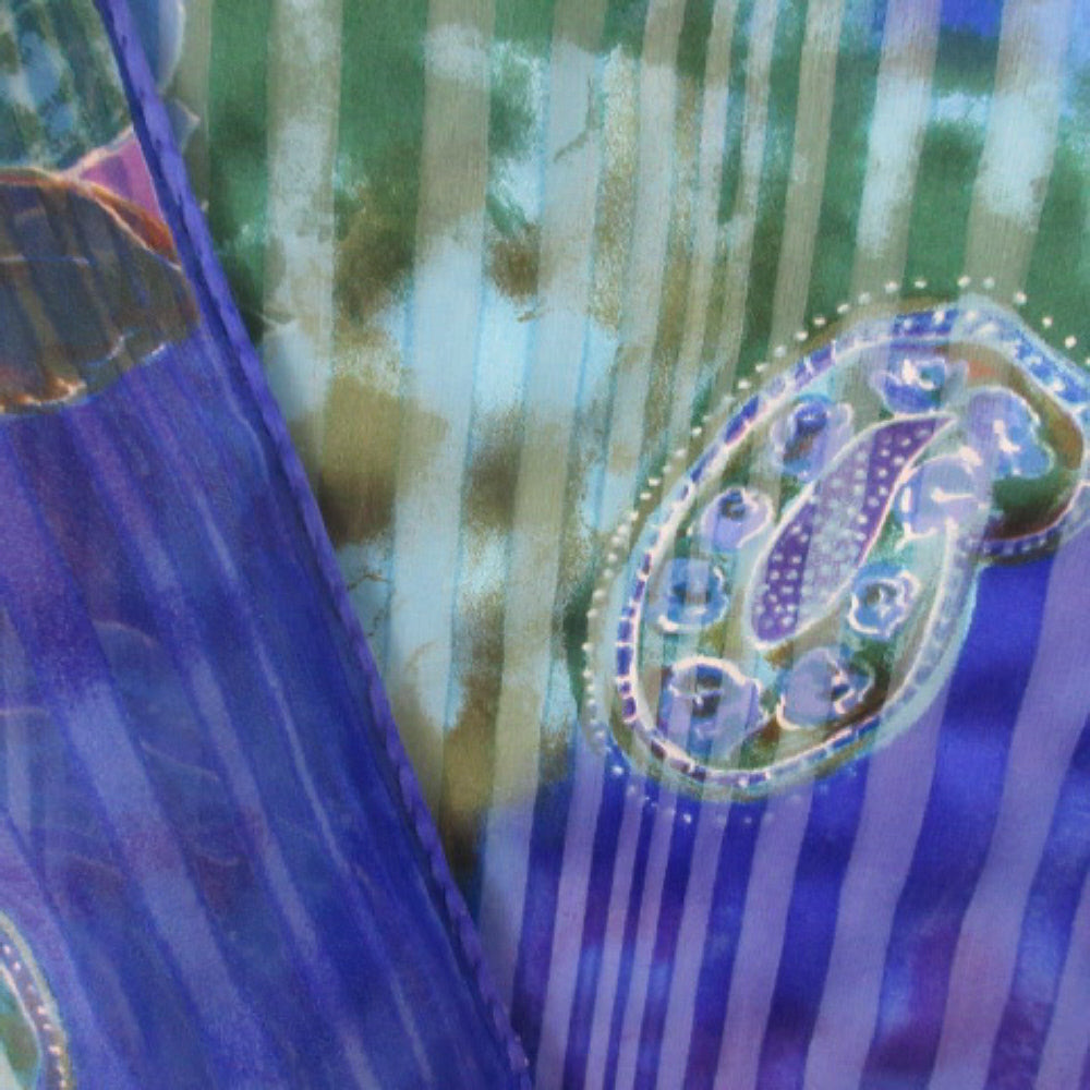 Bill Blass Floral Paisley Silk Scarf - Long - SKU 3986