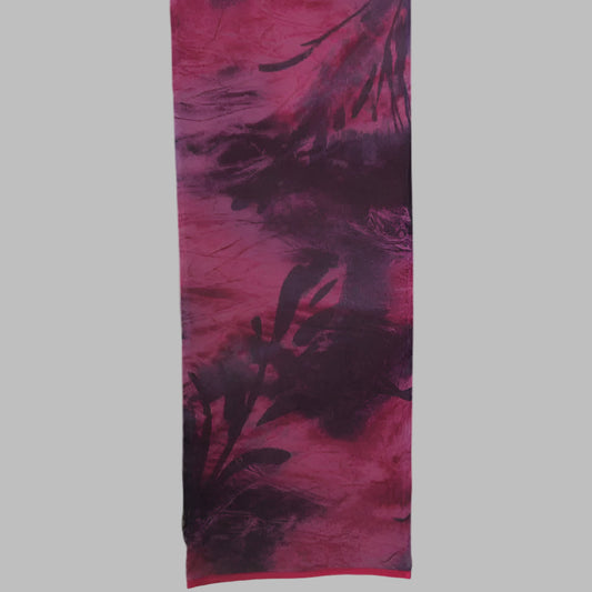Bernie of New York Fuchsia and black floral patterned silk fabric on a white background