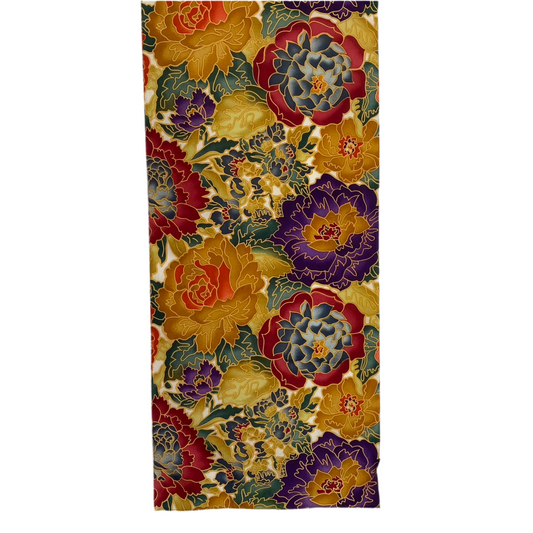 Art Floral Silk Scarf - Long - 5169