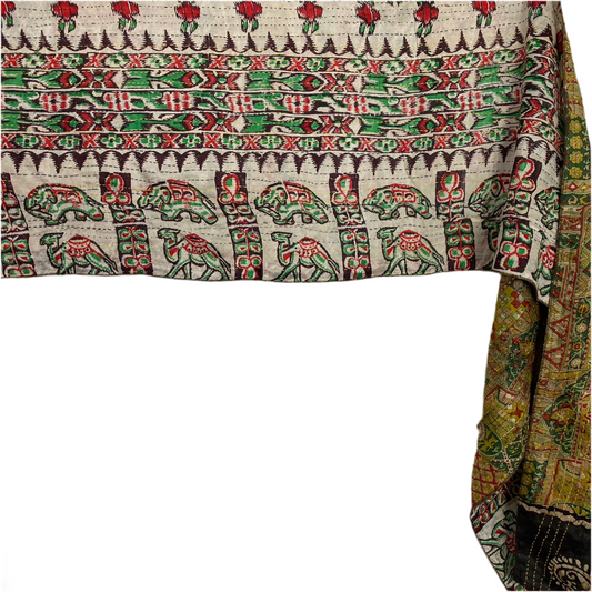 Hand Made India Upcycled Reversible Silk Scarf - Long - 5249