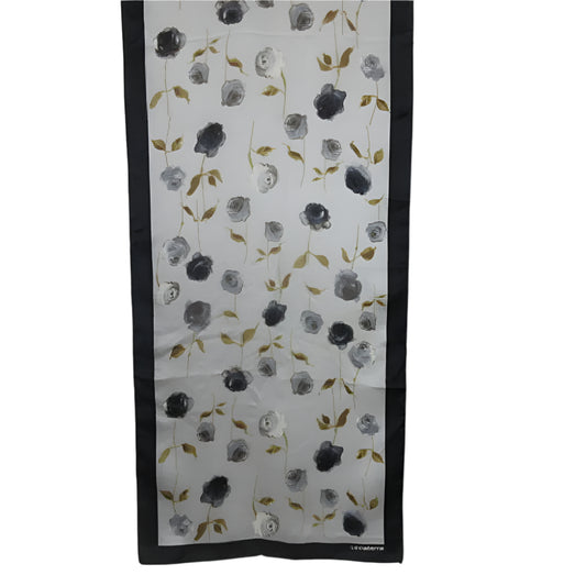 Liz Claiborne Floral patterned scarf with black border on a white background