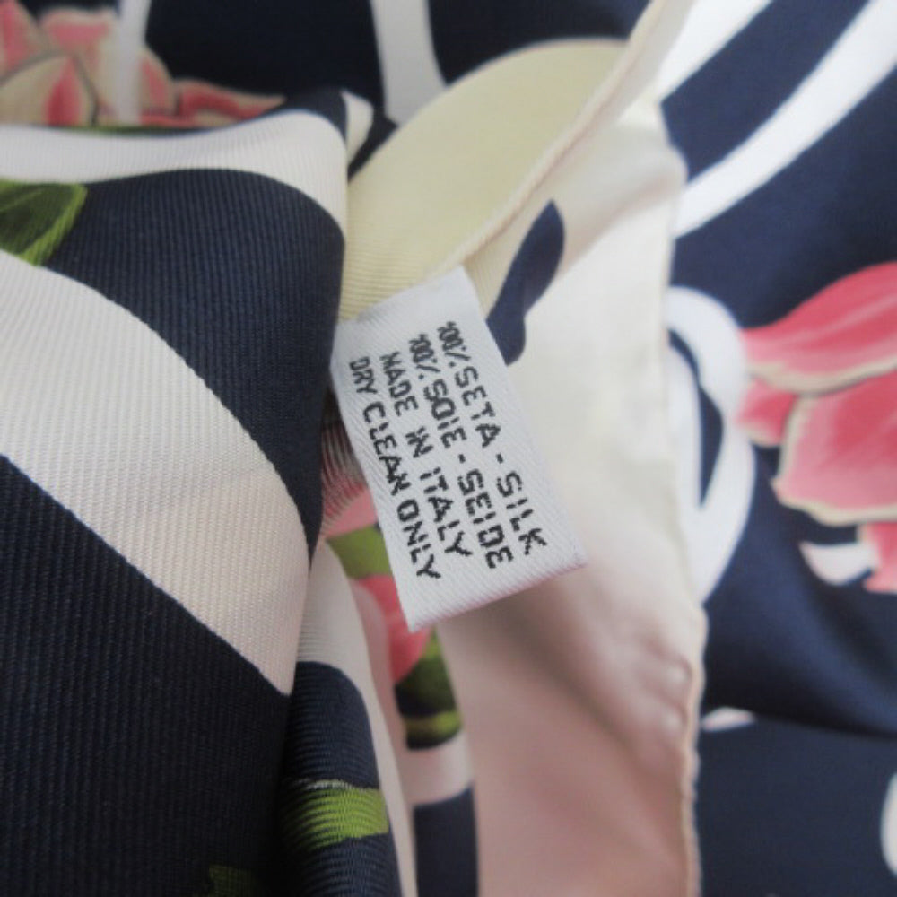 NINA RICCI Silk Scarf - Floral & Hummingbirds - 35" Square 4122