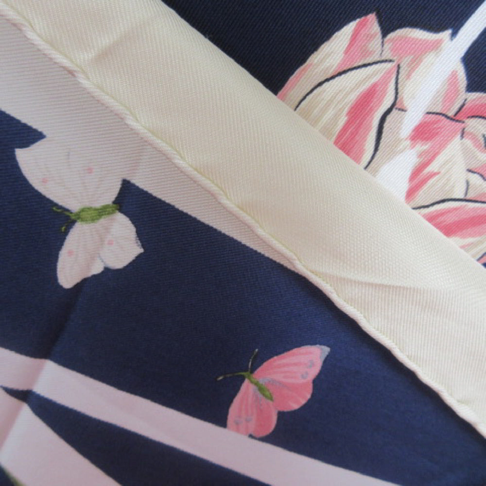 NINA RICCI Silk Scarf - Floral & Hummingbirds - 35" Square 4122