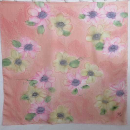 ART - QUEBEC HUO Floral Silk Scarf - Square - 4145
