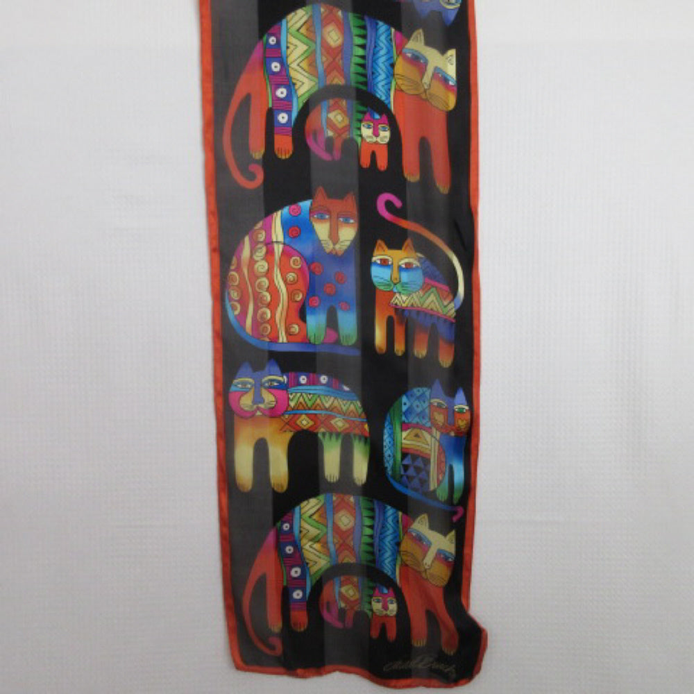 Laurel Burch Designer Cats Silk Scarf - Long - 4156