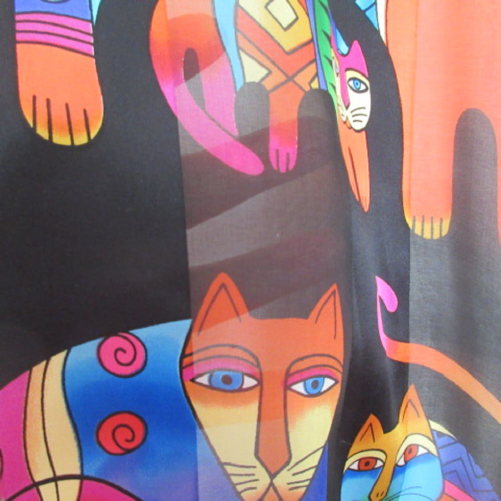 Laurel Burch Designer Cats Silk Scarf - Long - 4156