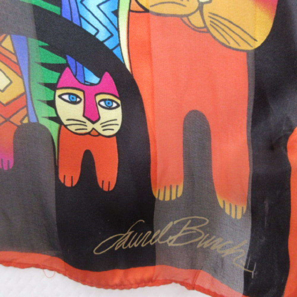 Laurel Burch Designer Cats Silk Scarf - Long - 4156