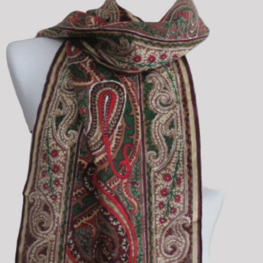 OSCAR DE LA RENTA Paisley Silk Scarf - Long - 4158