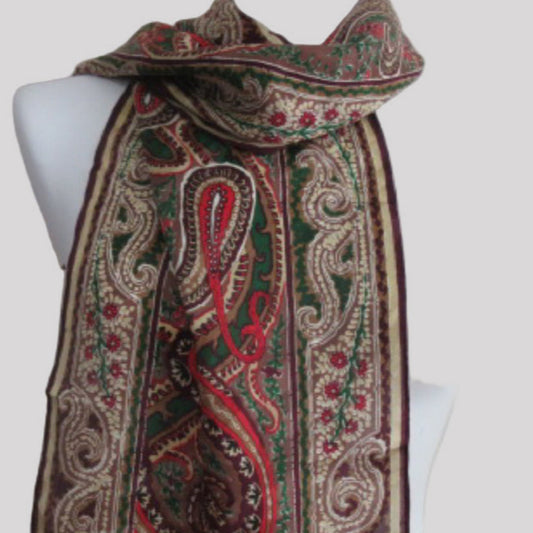 OSCAR DE LA RENTA Paisley Silk Scarf - Long - 4158